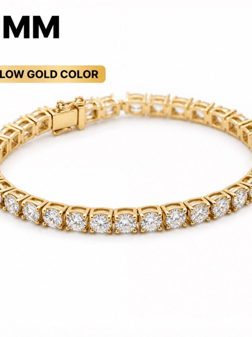 LEKANI 5mm Moissanite Tennis Bracelet S925 Gold 7 in